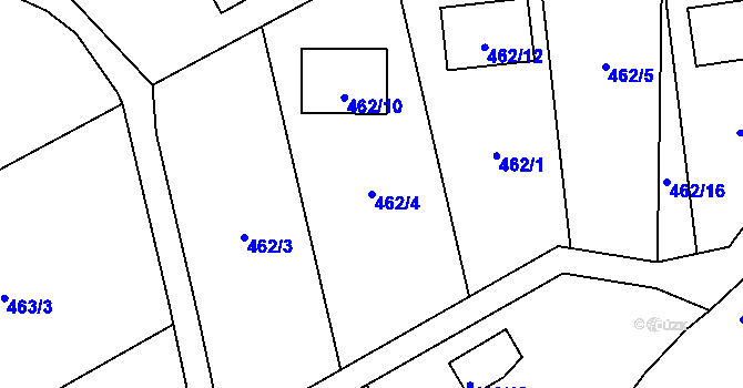 Parcela st. 462/4 v KÚ Radobyčice, Katastrální mapa