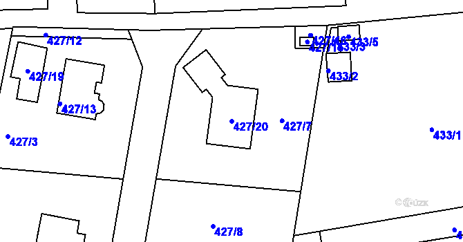 Parcela st. 427/20 v KÚ Radobyčice, Katastrální mapa