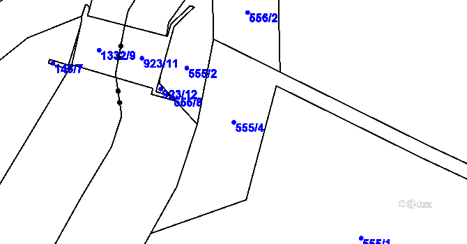Parcela st. 555/4 v KÚ Radobyčice, Katastrální mapa