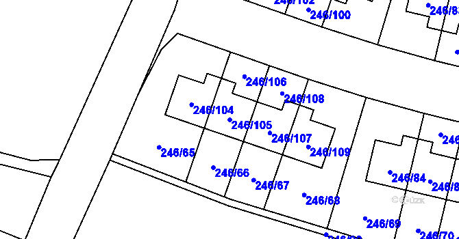 Parcela st. 246/105 v KÚ Radobyčice, Katastrální mapa
