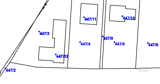 Parcela st. 447/4 v KÚ Radobyčice, Katastrální mapa