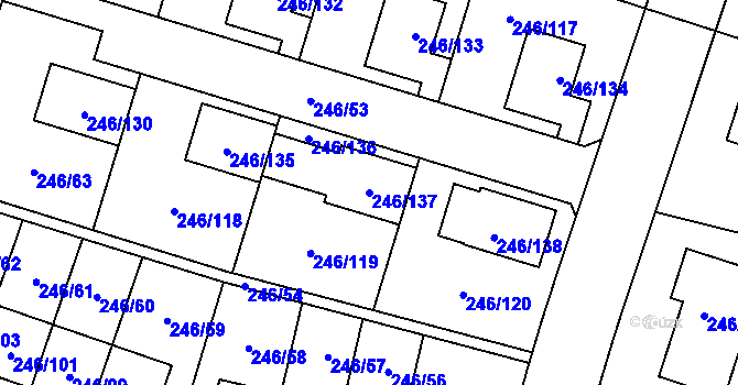 Parcela st. 246/137 v KÚ Radobyčice, Katastrální mapa
