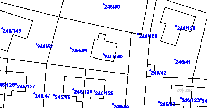 Parcela st. 246/140 v KÚ Radobyčice, Katastrální mapa