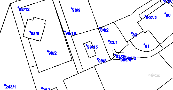 Parcela st. 98/15 v KÚ Radobyčice, Katastrální mapa