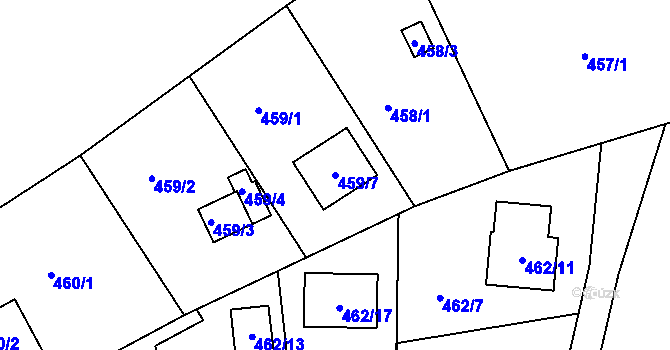 Parcela st. 459/7 v KÚ Radobyčice, Katastrální mapa