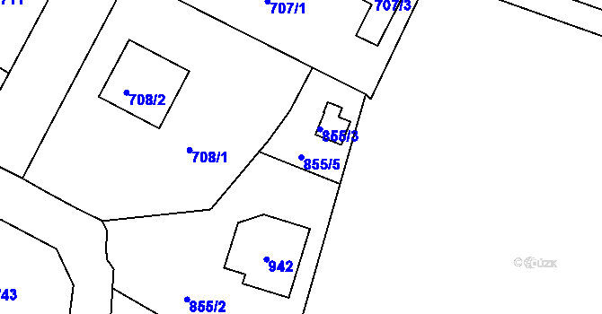 Parcela st. 855/5 v KÚ Radobyčice, Katastrální mapa