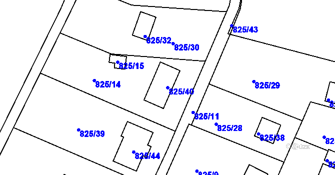 Parcela st. 825/40 v KÚ Radobyčice, Katastrální mapa