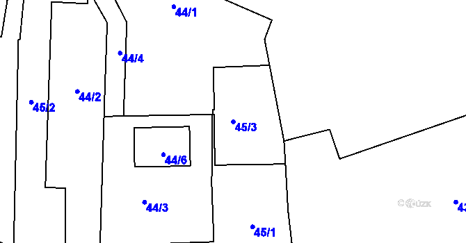 Parcela st. 45/3 v KÚ Radobyčice, Katastrální mapa