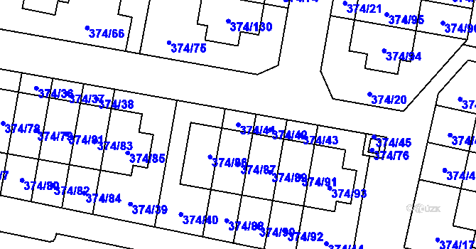 Parcela st. 374/41 v KÚ Radobyčice, Katastrální mapa