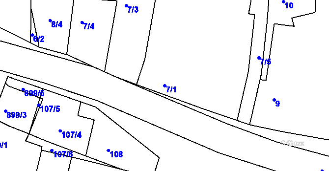 Parcela st. 7/1 v KÚ Radobyčice, Katastrální mapa