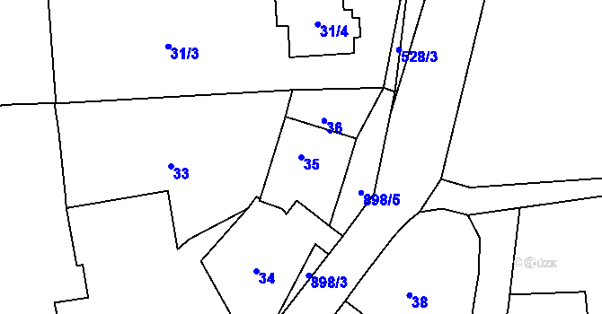 Parcela st. 35 v KÚ Radobyčice, Katastrální mapa