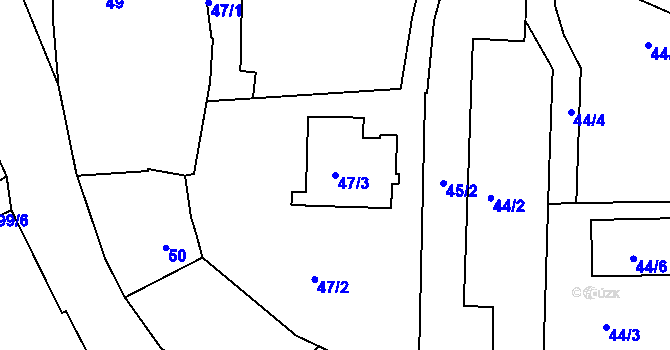 Parcela st. 47/3 v KÚ Radobyčice, Katastrální mapa