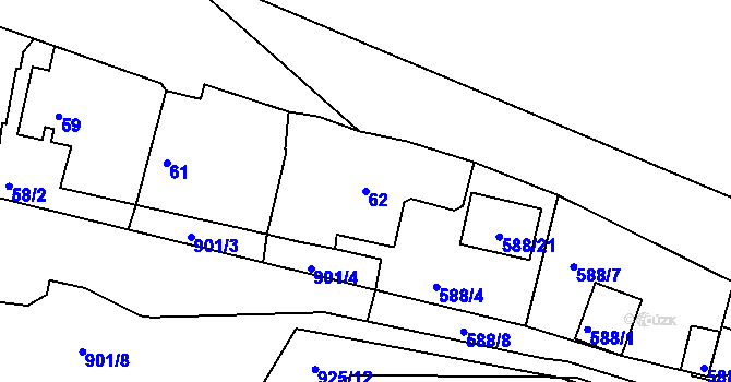 Parcela st. 62 v KÚ Radobyčice, Katastrální mapa