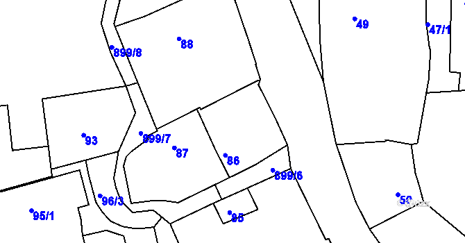 Parcela st. 86 v KÚ Radobyčice, Katastrální mapa
