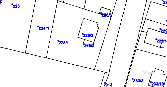 Parcela st. 225/3 v KÚ Radobyčice, Katastrální mapa