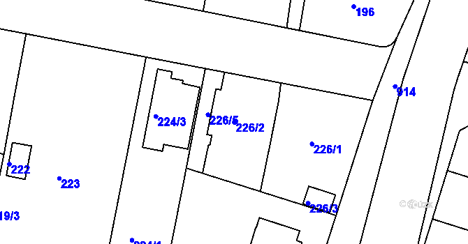 Parcela st. 226/2 v KÚ Radobyčice, Katastrální mapa