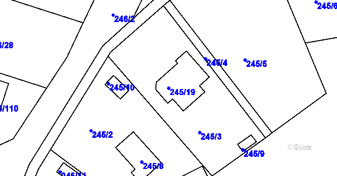 Parcela st. 245/19 v KÚ Radobyčice, Katastrální mapa