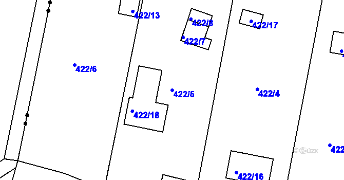 Parcela st. 422/5 v KÚ Radobyčice, Katastrální mapa