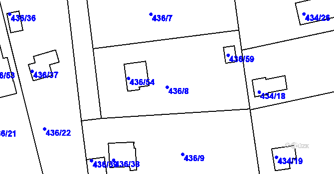 Parcela st. 436/8 v KÚ Radobyčice, Katastrální mapa