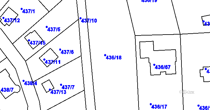 Parcela st. 436/18 v KÚ Radobyčice, Katastrální mapa