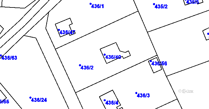 Parcela st. 436/40 v KÚ Radobyčice, Katastrální mapa