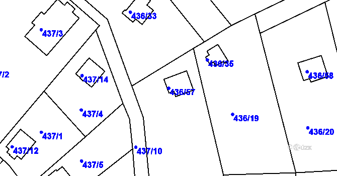 Parcela st. 436/57 v KÚ Radobyčice, Katastrální mapa