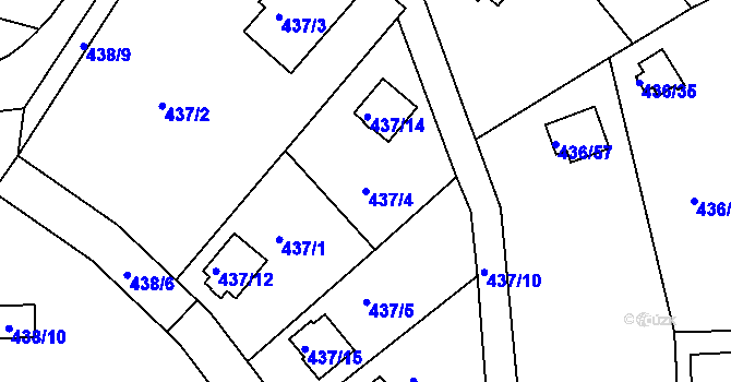 Parcela st. 437/4 v KÚ Radobyčice, Katastrální mapa