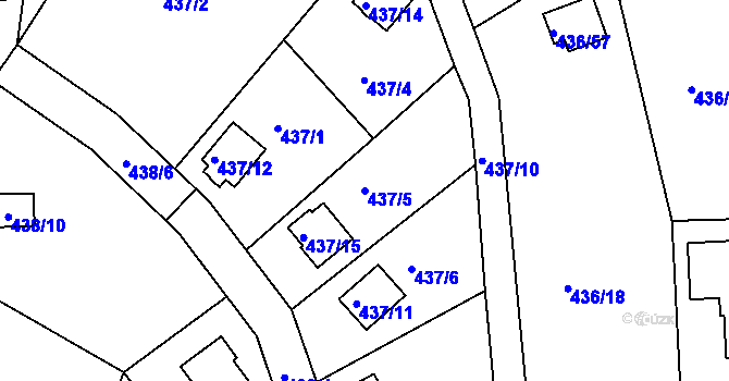 Parcela st. 437/5 v KÚ Radobyčice, Katastrální mapa