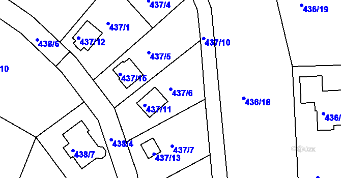 Parcela st. 437/6 v KÚ Radobyčice, Katastrální mapa