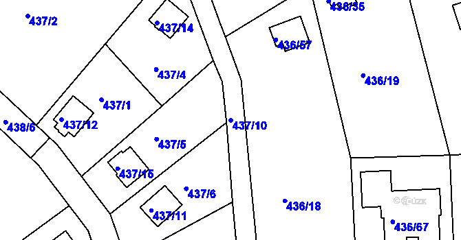 Parcela st. 437/10 v KÚ Radobyčice, Katastrální mapa