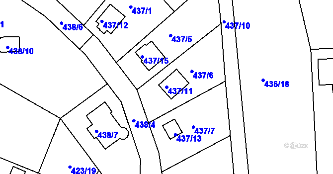 Parcela st. 437/11 v KÚ Radobyčice, Katastrální mapa