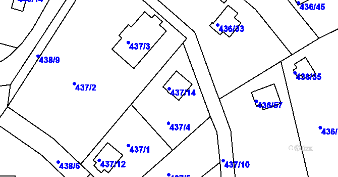 Parcela st. 437/14 v KÚ Radobyčice, Katastrální mapa