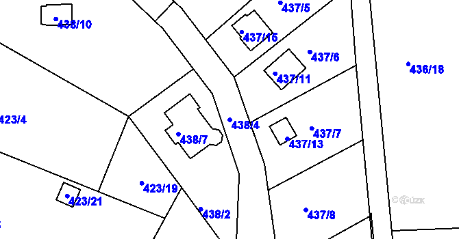 Parcela st. 438/4 v KÚ Radobyčice, Katastrální mapa