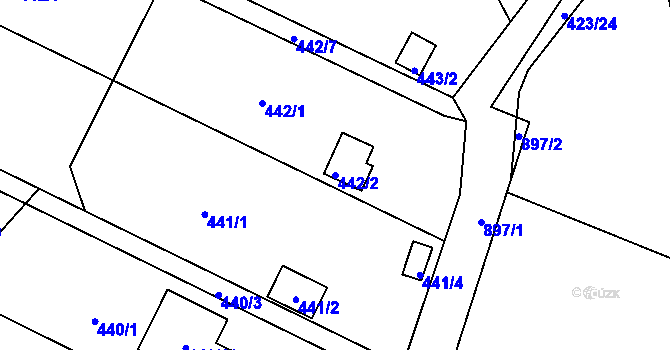 Parcela st. 442/2 v KÚ Radobyčice, Katastrální mapa