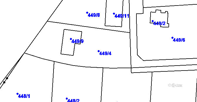 Parcela st. 449/4 v KÚ Radobyčice, Katastrální mapa