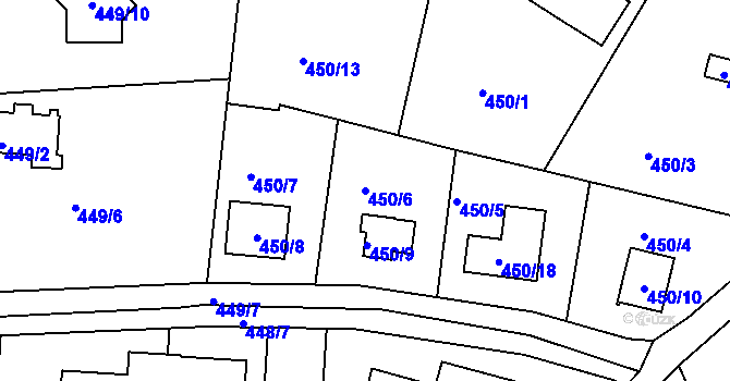 Parcela st. 450/6 v KÚ Radobyčice, Katastrální mapa