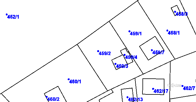 Parcela st. 459/2 v KÚ Radobyčice, Katastrální mapa