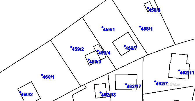 Parcela st. 459/4 v KÚ Radobyčice, Katastrální mapa