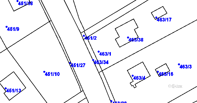 Parcela st. 463/1 v KÚ Radobyčice, Katastrální mapa