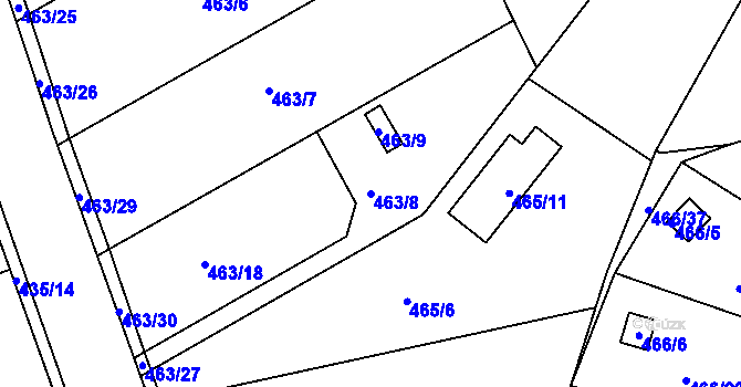 Parcela st. 463/8 v KÚ Radobyčice, Katastrální mapa