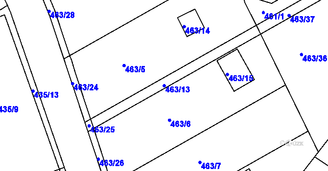 Parcela st. 463/13 v KÚ Radobyčice, Katastrální mapa