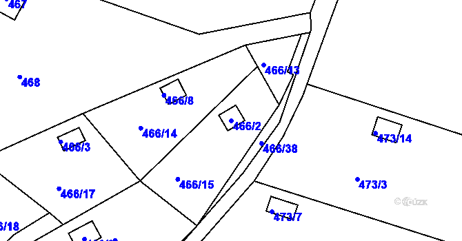 Parcela st. 466/2 v KÚ Radobyčice, Katastrální mapa