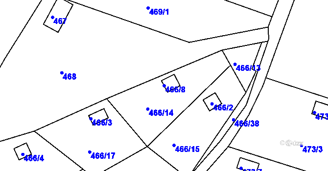Parcela st. 466/8 v KÚ Radobyčice, Katastrální mapa