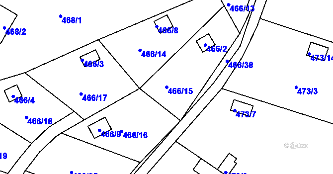 Parcela st. 466/15 v KÚ Radobyčice, Katastrální mapa