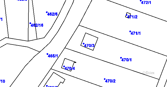 Parcela st. 470/3 v KÚ Radobyčice, Katastrální mapa