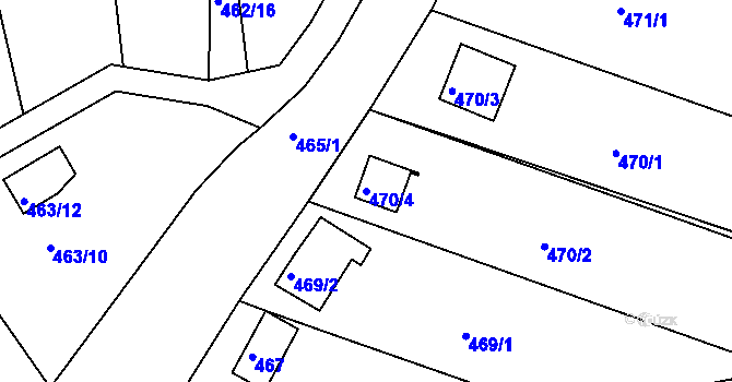 Parcela st. 470/4 v KÚ Radobyčice, Katastrální mapa