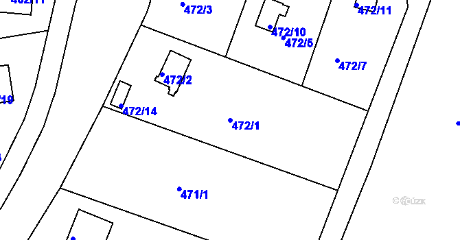 Parcela st. 472/1 v KÚ Radobyčice, Katastrální mapa