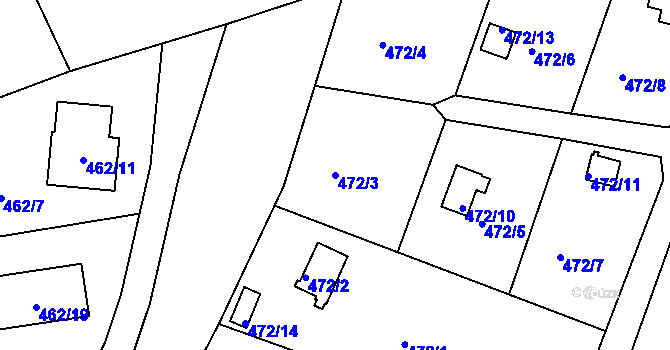 Parcela st. 472/3 v KÚ Radobyčice, Katastrální mapa