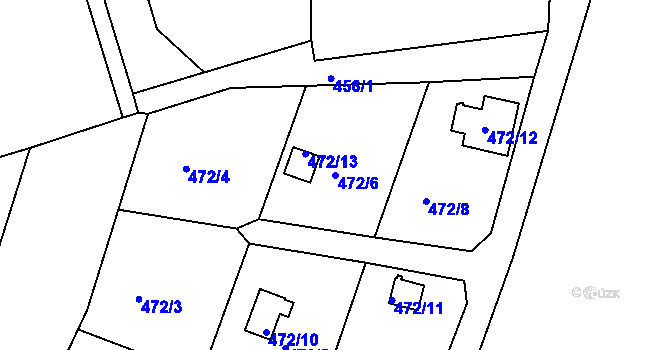 Parcela st. 472/6 v KÚ Radobyčice, Katastrální mapa