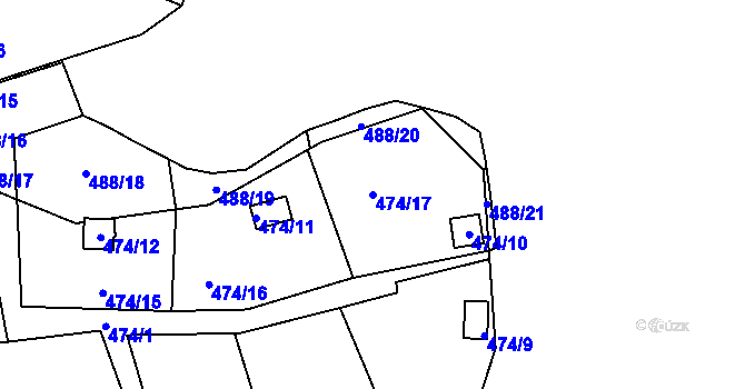 Parcela st. 474/17 v KÚ Radobyčice, Katastrální mapa